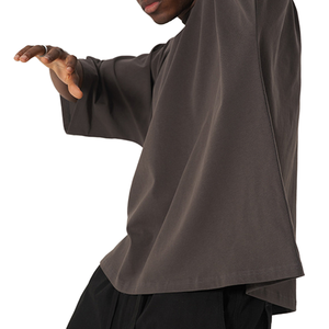 Col montant Homme Pull Acid Wash Shirts T-shirts lourds pour hommes Vintage Tee Oversize Tshirt - Product Image 2