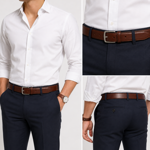 Cinturón de Cuero Premium para Hombre, Elegante y Formal con Hebilla de Níquel, para Oficina y Uso Casual - Product Image 3
