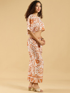 Vestido Kaftan de Algodón Sostenible para Mujer, Estampado Floral, Estilo Pantalón, para la Playa o el Resort, para el Verano - Product Image 2