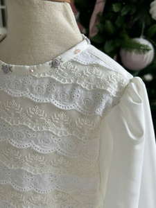 Vestido Largo de Encaje para Bautizo, Color Personalizado, Hecho a Mano, Vestido de Noche de Lujo para Niñas, Mangas Cortas, Suministro OEM ODM - Esther - Product Image 2