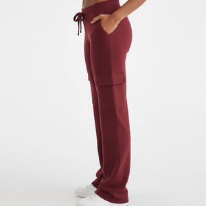 Nouvel article : Pantalon cargo taille haute pour femme, tricoté, coupe ample, longueur intégrale, avec cordon de serrage, couleur unie, décontracté, pour l'automne - Product Image 6