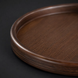 Rehman Craft <b>Dark</b> Brown Wooden Tea Serving Tray Raised Rim Brushed <b>Wood</b> Grain Finish Tea Ceremony Coffee Table <b>Desk</b> Decor Single - Product Image 5