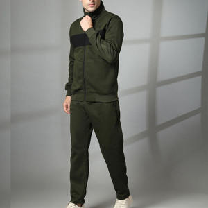 Conjunto Deportivo Informal para Hombre, Color Verde Oliva, con Capucha, Manga Larga, Cierre con Cordón, Color Sólido, con Bolsillos Laterales, para Otoño - Product Image 2