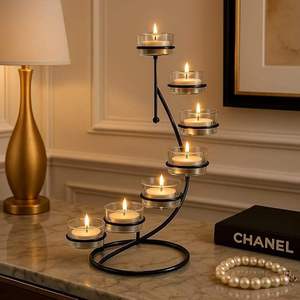 Porte-bougie en métal classique et durable, pot à bougie décoratif unique pour décoration de mariage moderne, centre de table à prix avantageux - Product Image 5
