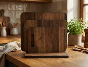 ชุดเขียงไม้ทำมือ 3 ชิ้น สีน้ำตาลธรรมชาติ สำหรับหั่นชีสและขนมปัง อุปกรณ์ครัวสำหรับวางบนโต๊ะ - Product Image 3