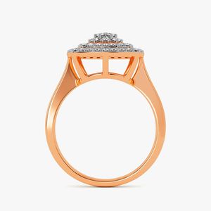 14K Rose Gold Double Cushion Halo Lab Grown Diamond Cluster Statement Ring - Product Image 1