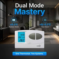 Termostato Programable de Fábrica con Relé de 8A para Radiador y Calefacción por Suelo Radiante, Sensor NTC de Doble Sensibilidad, 2xAA, 1-3mW para Calefacción del Hogar