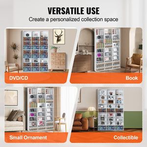 9-Layer <b>DVD</b> <b>Storage</b> <b>Cabinet</b> Adjustable CD Shelves 27 Compartments White Organizes 756 CDs Video Games Memorabilia Collections - Product Image 6