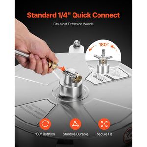 Accessori per Idropulitrice ad Alta Pressione in Acciaio Inox da 16,5 Pollici, 4 Ruote, 4000 PSI Max, Pulitore per Superfici con Attacco Rapido 1/4 - Product Image 4