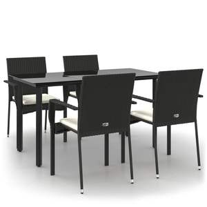 Conjunto de Comedor Modular Mediano para Jardín, en Ratán Sintético Negro - Product Image 2