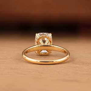 Bague solitaire en diamant de laboratoire taille Old Mine 2 carats, en or massif 10k 14k 18k, or rose, argent, avec anneau de fiançailles à branches fendues - Product Image 6