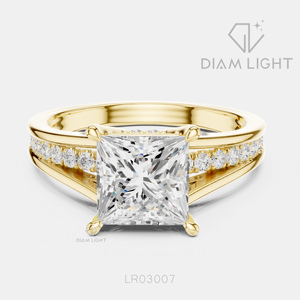 Bague de fiançailles en diamant de laboratoire taille princesse 2,15 carats en or blanc massif 14 carats, couleur F+, clarté VS+, bijoux fins pour femme, cadeau - Product Image 3