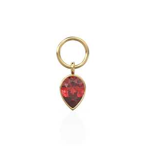 Pendentif en or massif avec serti clos en forme de poire rubis, pierre de naissance de juillet, bijou fin minimaliste et empilable, pierre précieuse rouge en or massif pour elle - Product Image 1