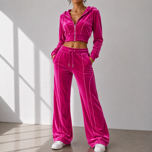 Low MOQ women's gym hoodie sweatpants set <b>zip</b> hoodie tracksuit women's comfort clothing set - Product Image 6