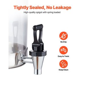 Dispenser per Bevande in Acciaio Inox e Plastica da 2,1 Galloni x 2 con Rubinetto e Base Refrigerante per Feste - Product Image 5