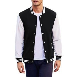 Chenille Patch Varsity Jacket Men Polyester Wool Blend Embroidered Letter Applique Baseball College Snap <b>Button</b> Classic Style - Product Image 1