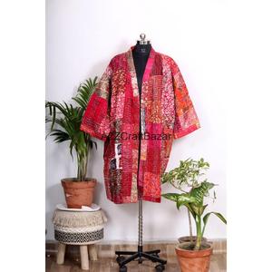 Kimono vintage en coton de luxe, imprimé floral, Kantha, robe légère et respirante pour femmes, patchwork, pour les vacances d'hiver - Product Image 1