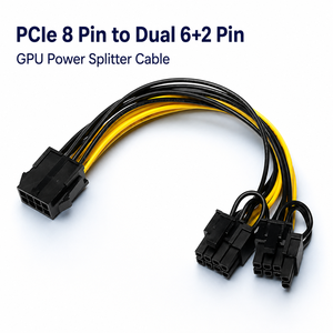 FYX Stock PCIe 8-Pin Buchse auf Dual 8-Pin <span class=keywords><strong>6</strong></span>+2 Stecker <span class=keywords><strong>GPU</strong></span>-Stromverteilerkabel Grafikkarten-Adapter Verlängerungskabel Großhandel - Product Image 1