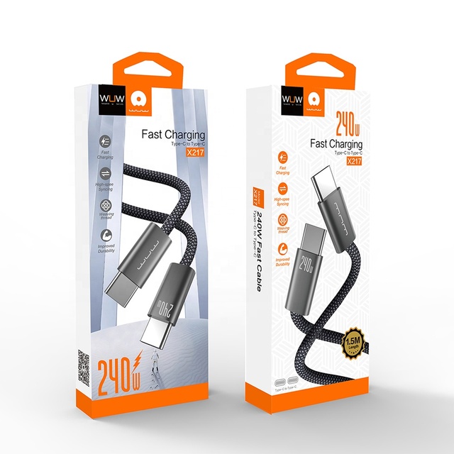 240W Fast Charging Type-C Cable 1.5m Nylon Braid 5A Super Charger for IOS & Android Mobile Phones Laptops