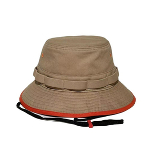 Chapeau Bob Unisexe Ajustable Couleur Unie 100% Coton Toile Casquette Décontractée Extérieur Bordure Contrastante Bord Rouge Adultes Printemps Été - Product Image 3
