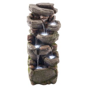 Fontana a Cascata a 7 Livelli a LED a Forma di Roccia, Altezza 99,4 cm, per Hotel e Parchi - Product Image 1