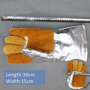 Gants de soudage en cuir de vachette et aluminium, haute performance, résistants à la chaleur et aux étincelles, pour la lutte contre les incendies et la construction - Product Image 2