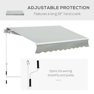 Tenda da Sole Retrattile in Alluminio con Bracci Pieghevoli 8x7 Grigia per Terrazza e Finestra - Product Image 4