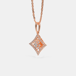 14K Rose Gold Geometric Floral Lab Grown Diamond Pendant Necklace - Product Image 5
