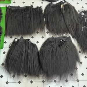 100% Unprocessed Premium Cheap 10A Grade Raw <b>Hair</b> Black <b>Kinky</b> <b>Straight</b> Clip Ins Double Drawn Bundle From Qhair - Product Image 3