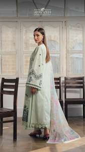 Ensemble 3 pièces Afrozeh Modern Party Anarkali Salwar Kameez Dupatta avec broderie Kari imprimée en coton infroissable - Product Image 2