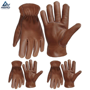 Abrasion Resistance Classic Wholesale Ergonomic Design With Elasticated Wrist High-Quality Soft Brown Leather Driver <b>Gloves</b> - Product Image 1