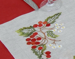 Wholesale Customized Vintage Natural Linen <b>Table</b> <b>Runners</b> Embroidered Rowanberry Washable Durable for Wedding Restaurant Events - Product Image 2
