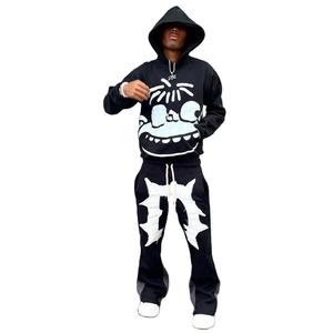 Fabricante personalizado bordado ácido lavado 100% algodón pantalones de chándal sudaderas con capucha invierno ajuste cremallera chándal hombres de gran tamaño - Product Image 1