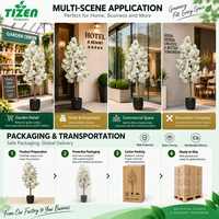 Pohon Bunga Sakura Buatan, Tanaman Pot Bunga Pink Palsu, Daun PE Tahan UV untuk Dekorasi Rumah, Taman, Dalam & Luar Ruangan