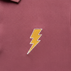 Polo à manches courtes en coton Oxford pour homme, couleur marron, avec logo brodé en forme d'éclair, design respirant et décontracté - Product Image 2