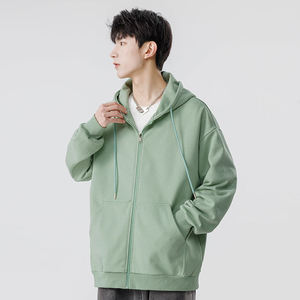 Men Essential Zip Front Hoodie Premium Cotton Blend Hooded Sweatshirt Relaxed Streetwear Casual Daily Outerwear - Product Image 4