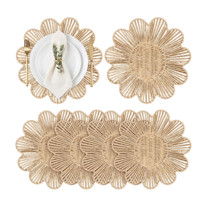 Napperons de table en corde de papier tressée style rustique, taille personnalisée, pour décoration de table à manger, fête de mariage - Product Image 2