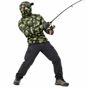 Chemise de pêche performante à manches longues, respirante, à séchage rapide, légère, avec capuche et masque, protection UPF 50 - Product Image 5