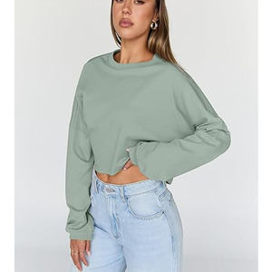 Crop top femme élégant et de haute qualité pour tous les jours, 100% coton, manches longues, couleur unie, léger, idéal pour l'automne, vente chaude - Product Image 2