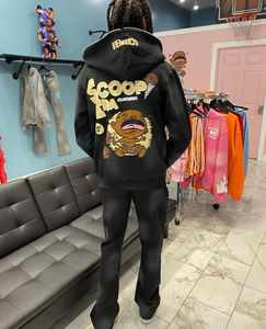 Conjunto de Sudadera con Capucha y Pantalones Deportivos Personalizados OEM, Fabricante de Conjuntos Deportivos Lisos, Holgados, de Felpa, de Algodón, para Hombre - Product Image 3