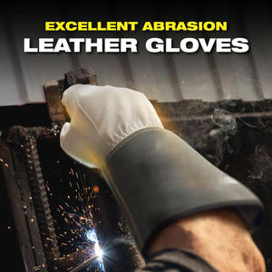 Gants de protection robustes pour soudage TIG, à manchette longue, en cuir de chèvre et croûte de cuir de vache, anti-coupure - Product Image 4