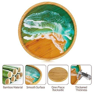 Wholesale Handmade Eco-Friendly Durable Wooden <b>Epoxy</b> Resin Luxury Oval Polished Serving Trays for Hotels Restaurants <b>Coffee</b> - Product Image 4