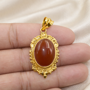 Pendentif artisanal en argent sterling 925 avec cabochon ovale en cornaline naturelle, bijou vintage bohème, cadeau pour femme - Product Image 6