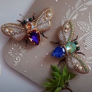 Unique Designer Embroidery Beaded Brooch Featuring Intricate Handcrafted Needlework and Beads Handmade Embroidery Beaded Brooch - Product Image 3