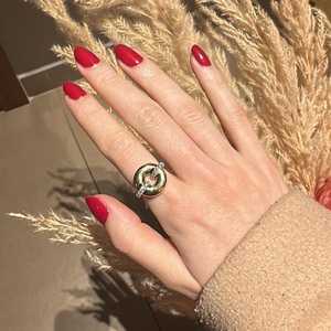 <b>Dome</b> Pinky Finger <b>Rings</b> 14.5mm Chunky Puffy Donut Cocktail Jewelry Round Lab Grown Diamond Pave Set 14k 18k Solid Gold Wholesale - Product Image 2