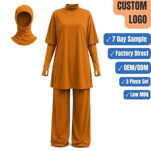 Custom <b>Modest</b> Swimsuit 3 Piece Active Full Coverage Quick Dry Islamic Beach <b>Set</b> Hijab Cap OEM ODM - Product Image 1