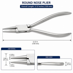 Round <b>Nose</b> Jaws Pliers INOX 130mm Stainless Steel Jewelry Making Tool ZetomedPro - Product Image 5