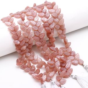 AAA <b>Peach</b> Moonstone Leaf Shape Gemstone Beads Hand Carved Gemstone Beads Jewelry Making 10-11MM Natural Moonstone Beads 8" Inch - Product Image 2