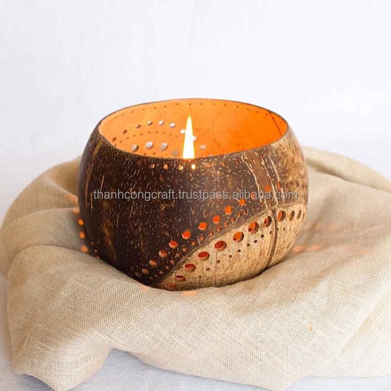 Coconut shell candle holder tealight wedding decoration vintage