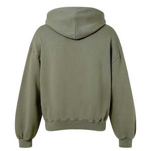 Sweat à capuche zippé vert olive, coupe ample streetwear, grande taille, molleton épais vert sauge, personnalisable avec logo - Product Image 5